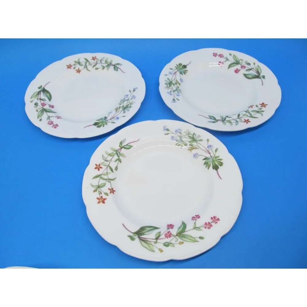 Minton Meadow Scalloped Set Of 3  Floral 6 3/8